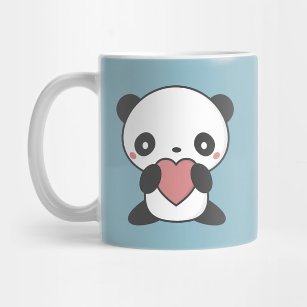 Kawaii Cute Panda With A Heart T-Shirt by wordsberry